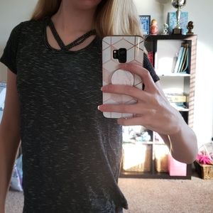 Black and white girls XL(14/16) t-shirt with v-cut